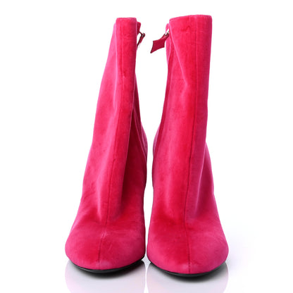 Louis Vuitton Velvet Silhouette Ankle Boots 37.5 Framboise 2 of 4