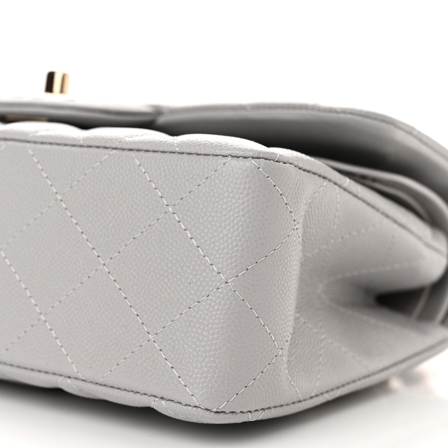 Caviar Quilted Small Double Flap Grey
