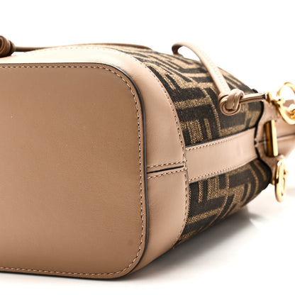 Fendi Fabric Jacquard Vitello Grace FF 1974 Mini Mon Tresor Bucket Bag Tobacco Moro Sand 10 of 10