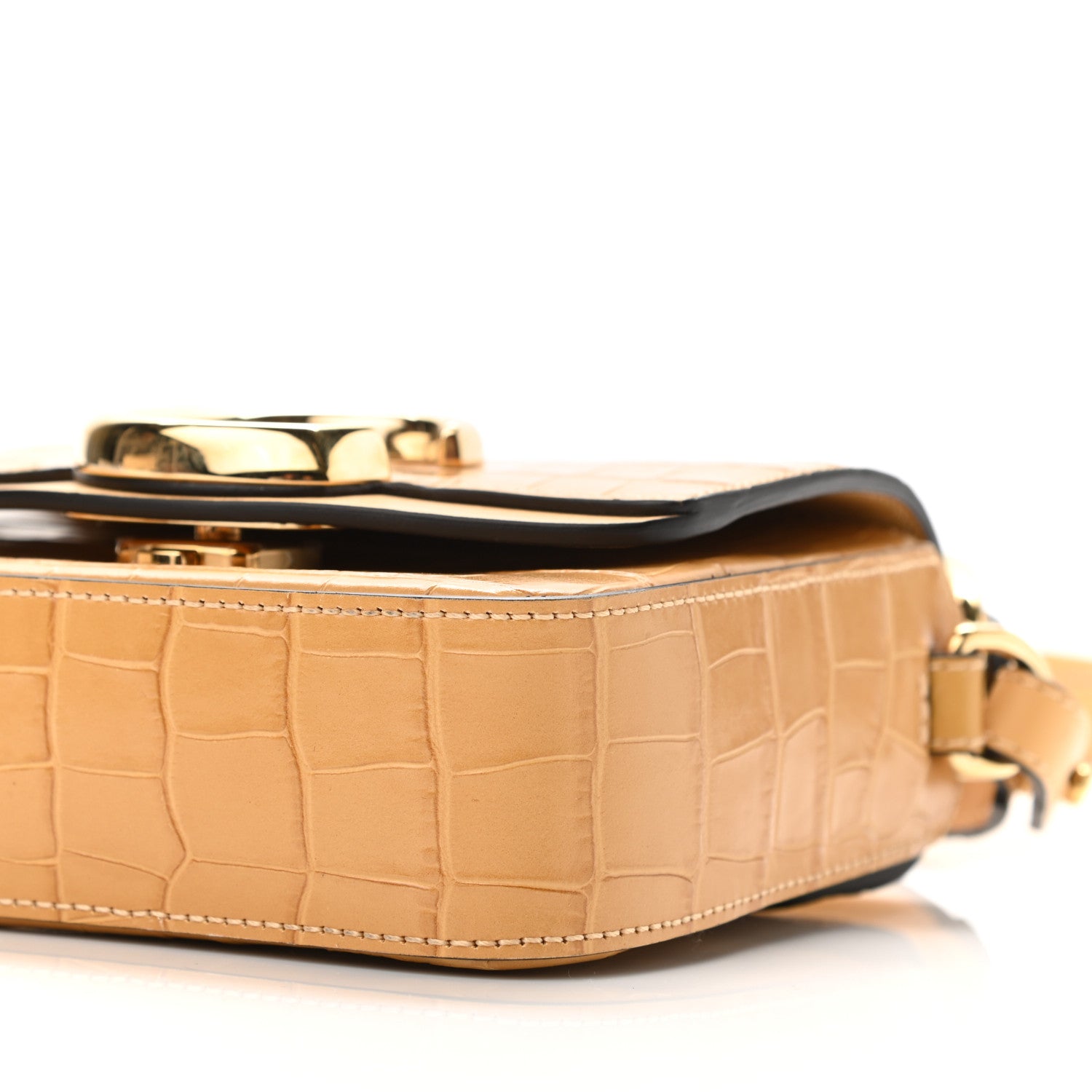 Chloe Calfskin Crocodile Embossed Mini C Double Carry Honey Gold 9 of 9