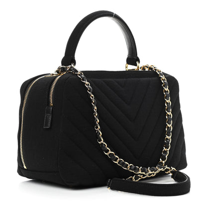 Chanel Jersey Chevron Quilted Medium Trendy CC Bowling Bag Black 3 of 11