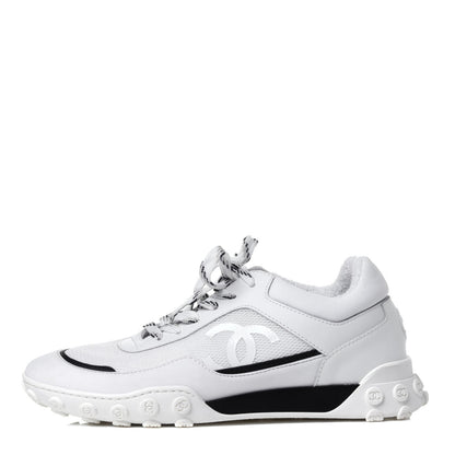 Chanel Calfskin Mesh Lycra Womens Logo Sneakers 39 White 1 of 11