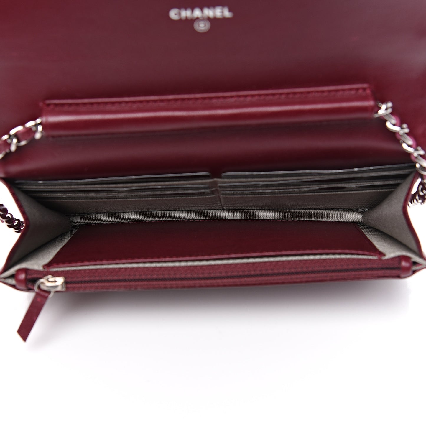 Patent Quilted Brilliant Wallet On Chain WOC Red