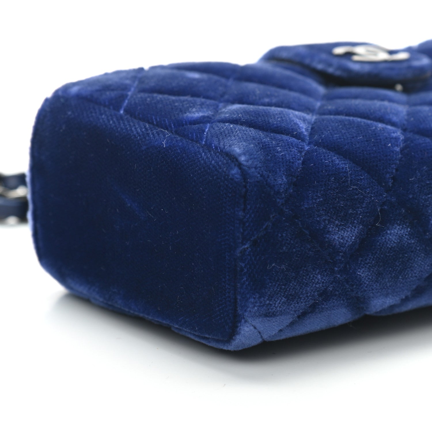 Chanel Velvet Quilted Mini Phone Holder Crossbody Bag Blue 9 of 10