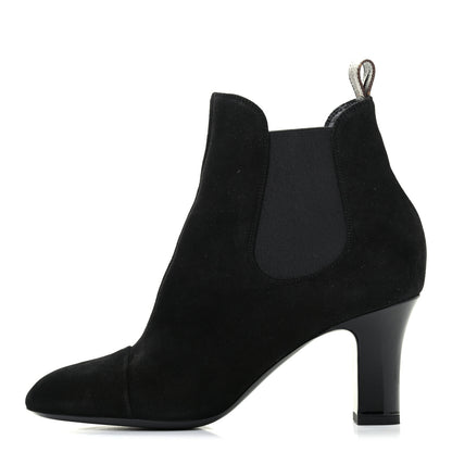 Louis Vuitton Suede Monogram Uniformes Cap Toe Chelsea 75mm Ankle Boots 39 Black 1 of 7