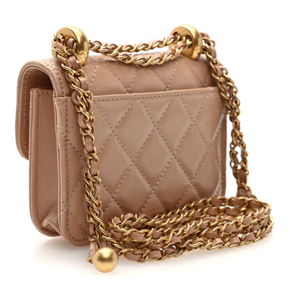 Chanel Calfskin Quilted Perfect Fit Coin Purse With Chain Beige 2 of 10