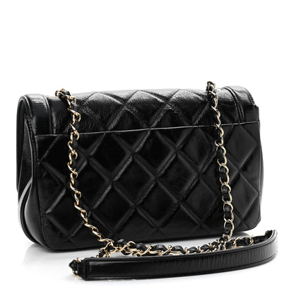 Chanel Crumpled Glazed Lambskin Quilted Small Flap Black 3 of 10