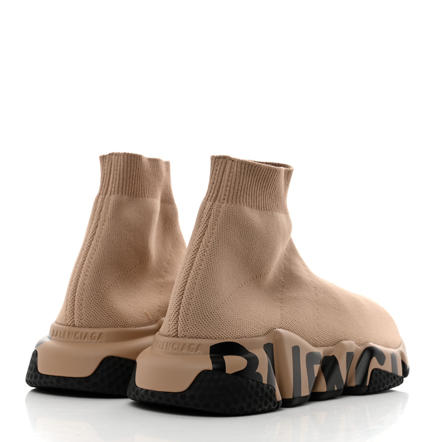 Neoprene Knit Womens Speed Graffiti Sneakers 36 Beige