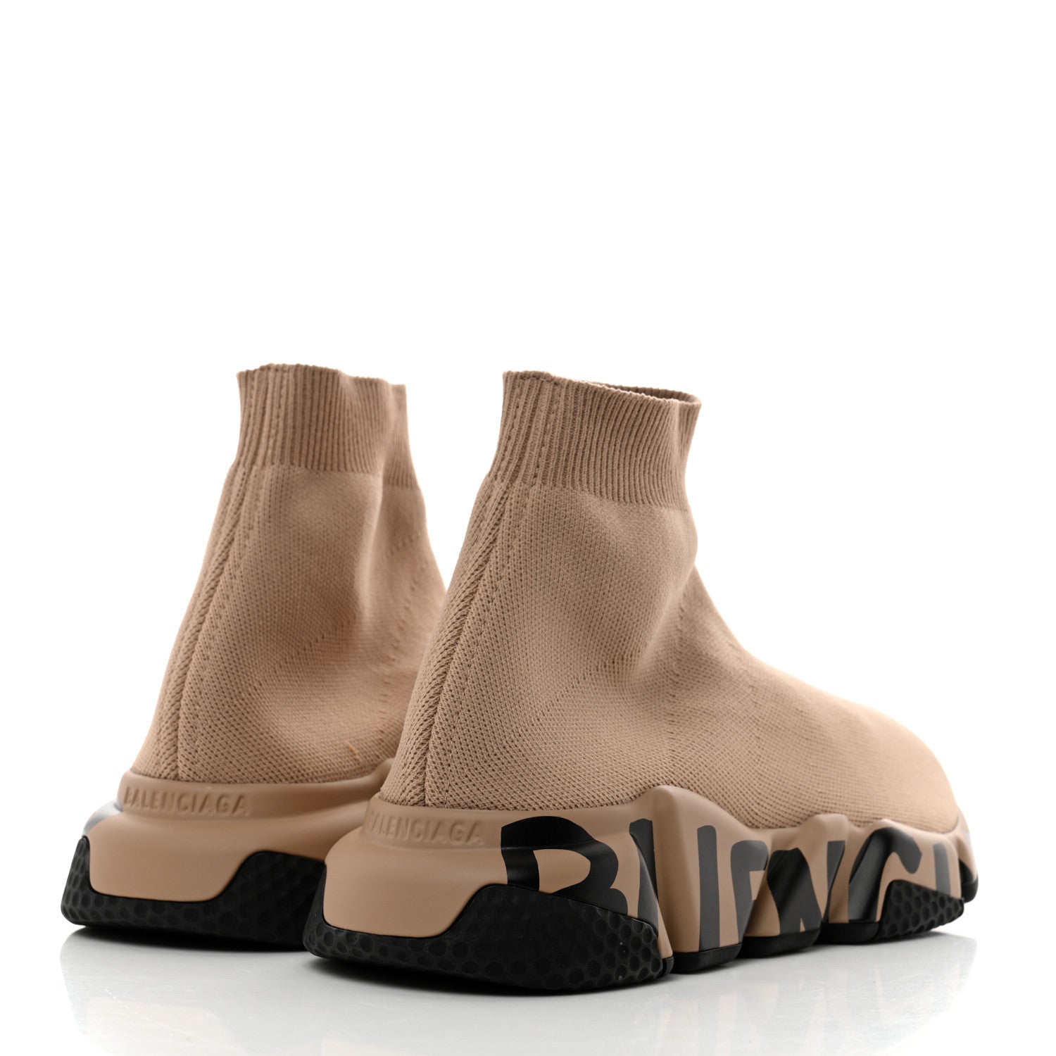 Balenciaga Neoprene Knit Womens Speed Graffiti Sneakers 36 Beige 4 of 9