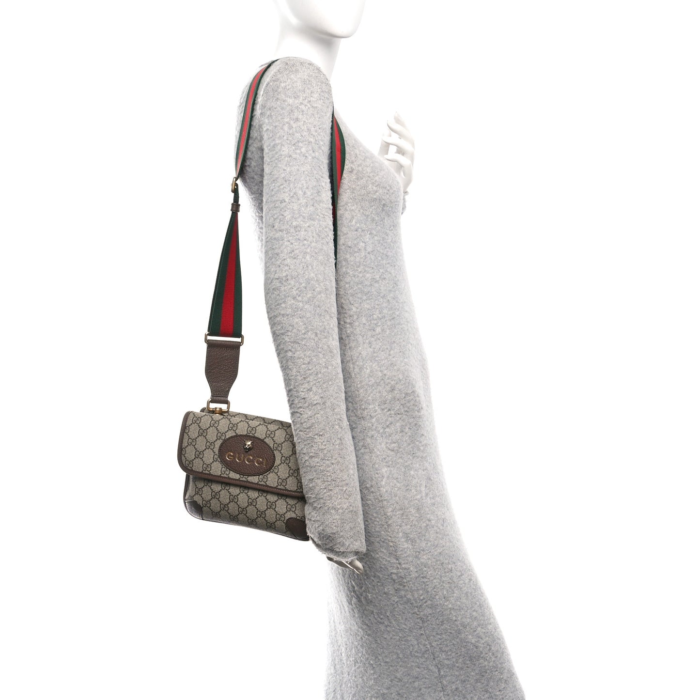 GG Supreme Monogram Web Small Neo Vintage Double Flap Messenger Bag Beige New Acero