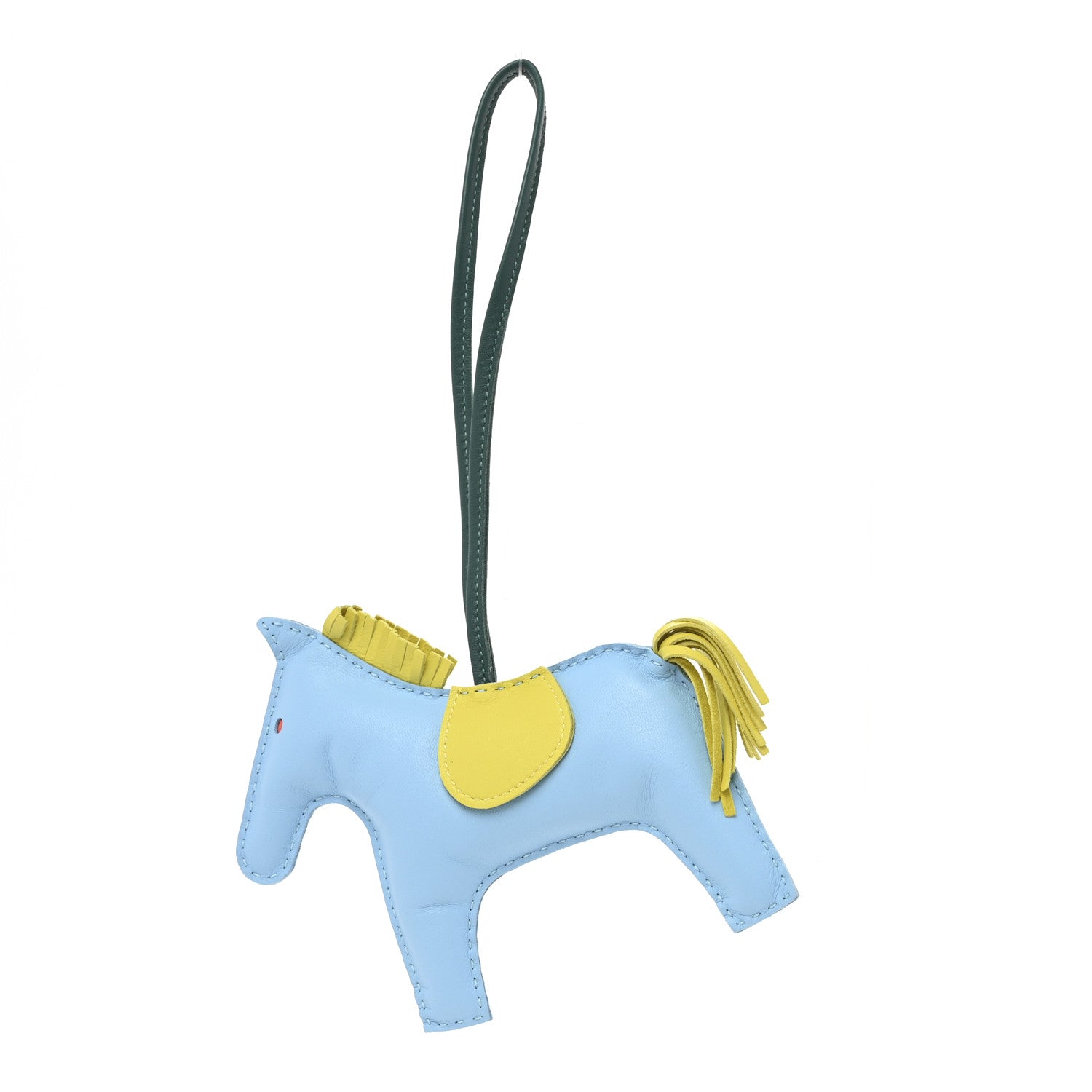 Hermes Milo Lambskin Grigri Rodeo Horse Bag Charm GM Bleu Celeste Lime Malachite 1 of 4