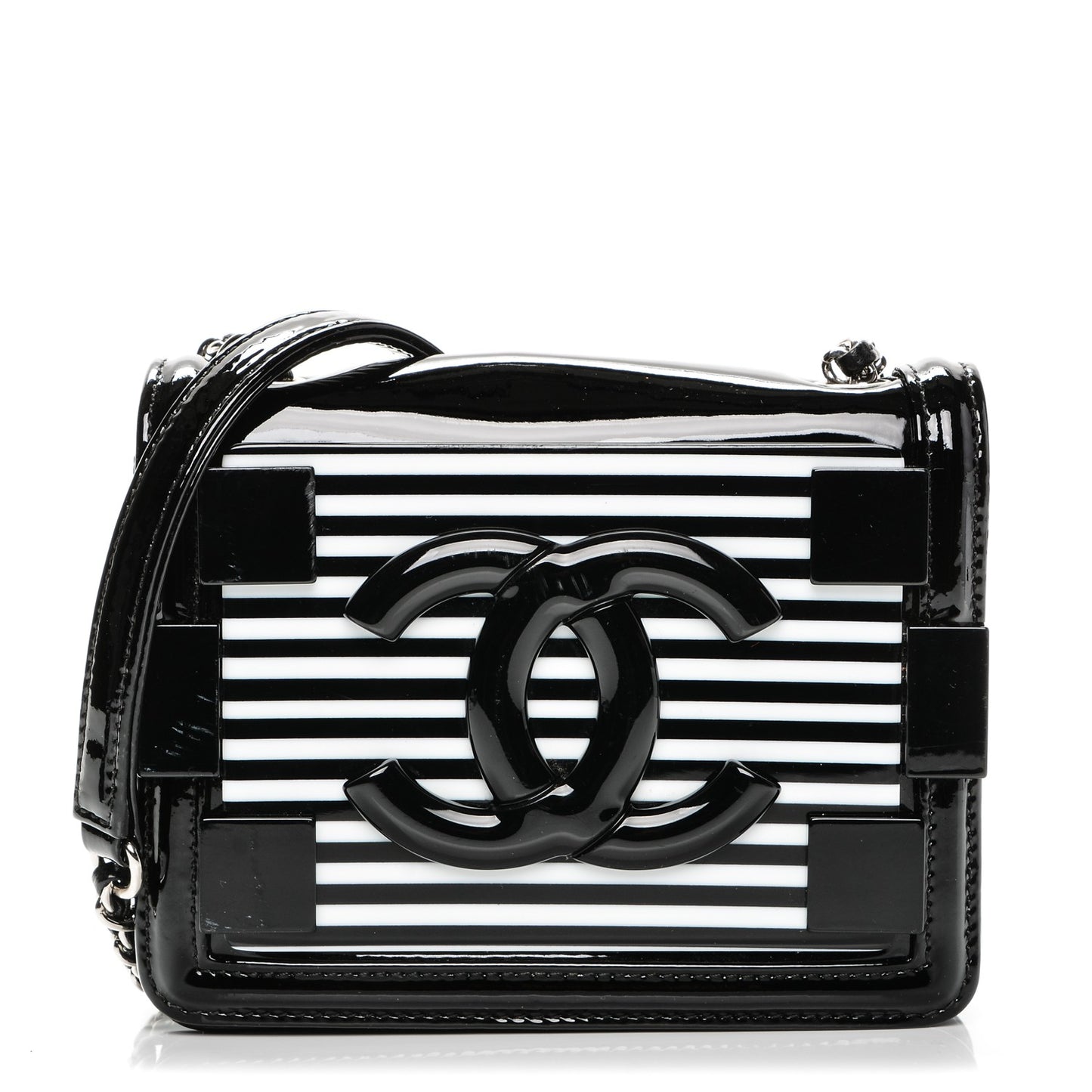 Plexiglass Patent Mini Striped Boy Brick Flap Black White