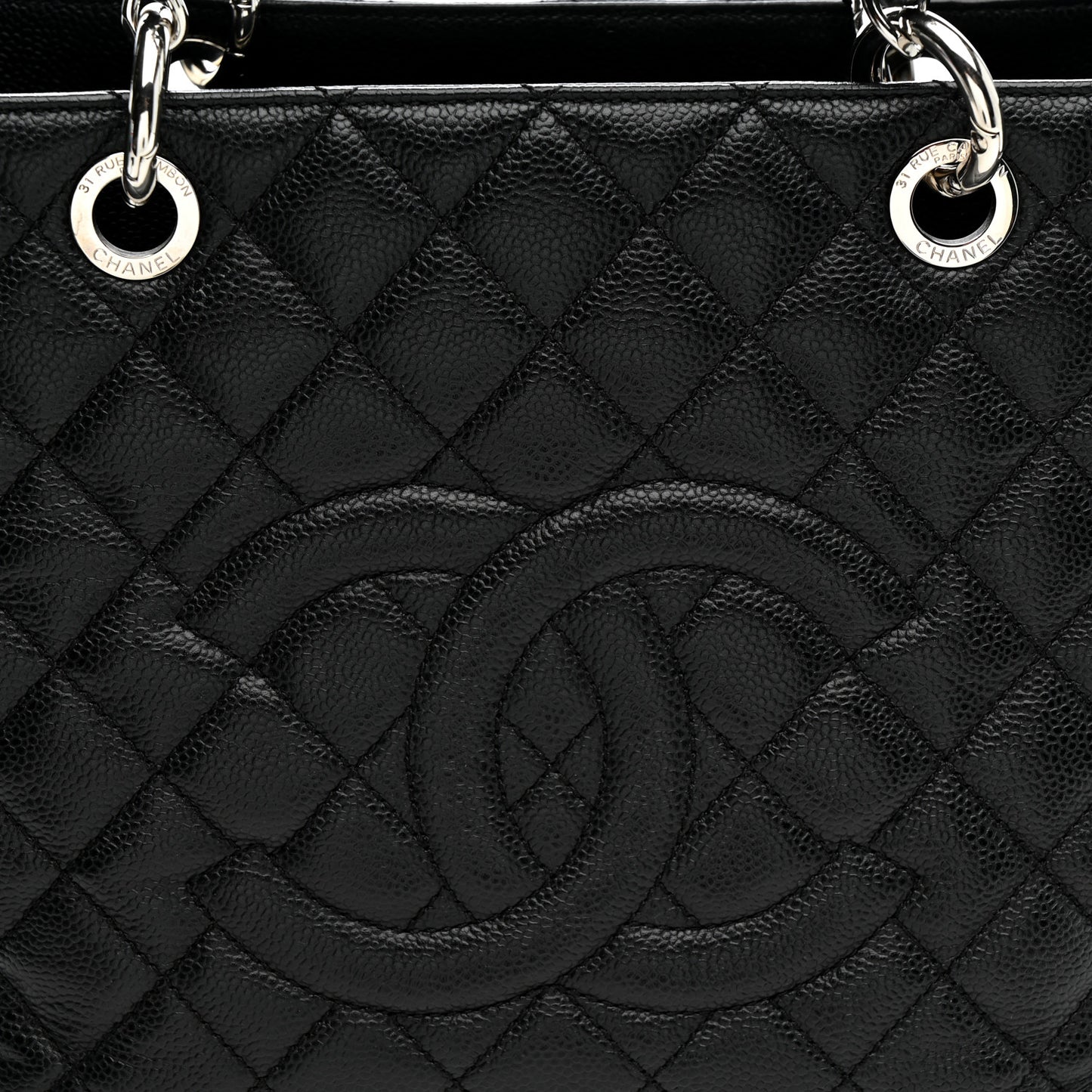 Caviar Quilted Grand Shopping Tote GST Black