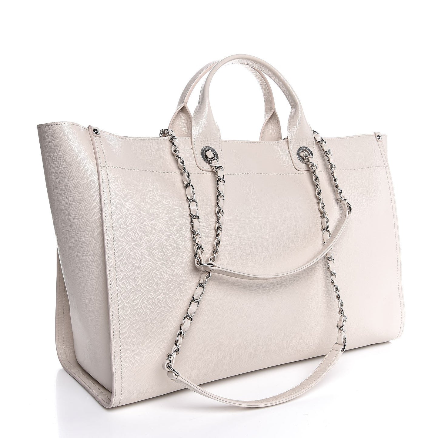 Caviar Extra Large Studded Deauville Tote Ivory