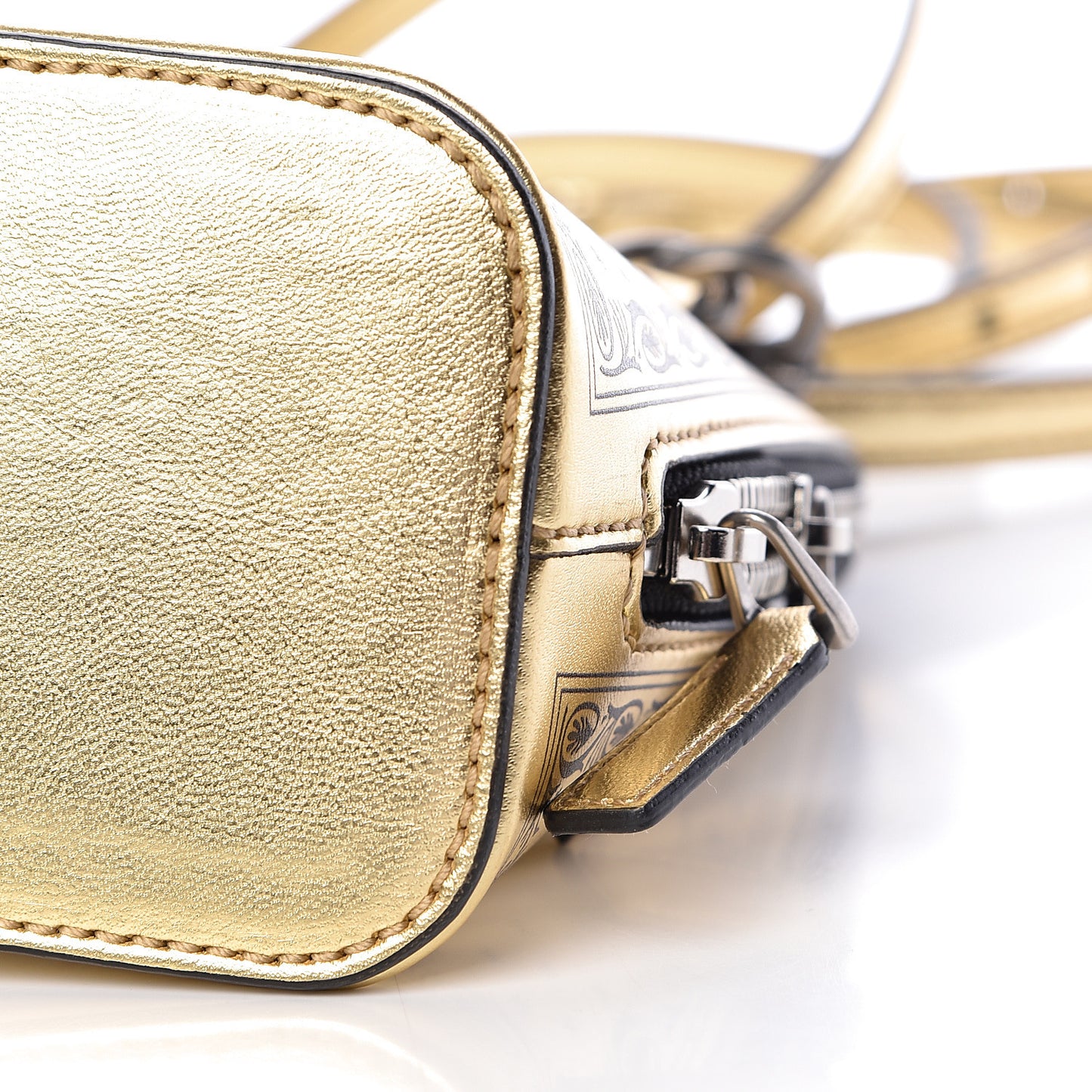 X SEGA Calfskin GUCCY Stars Mini Dome Shoulder Bag Gold