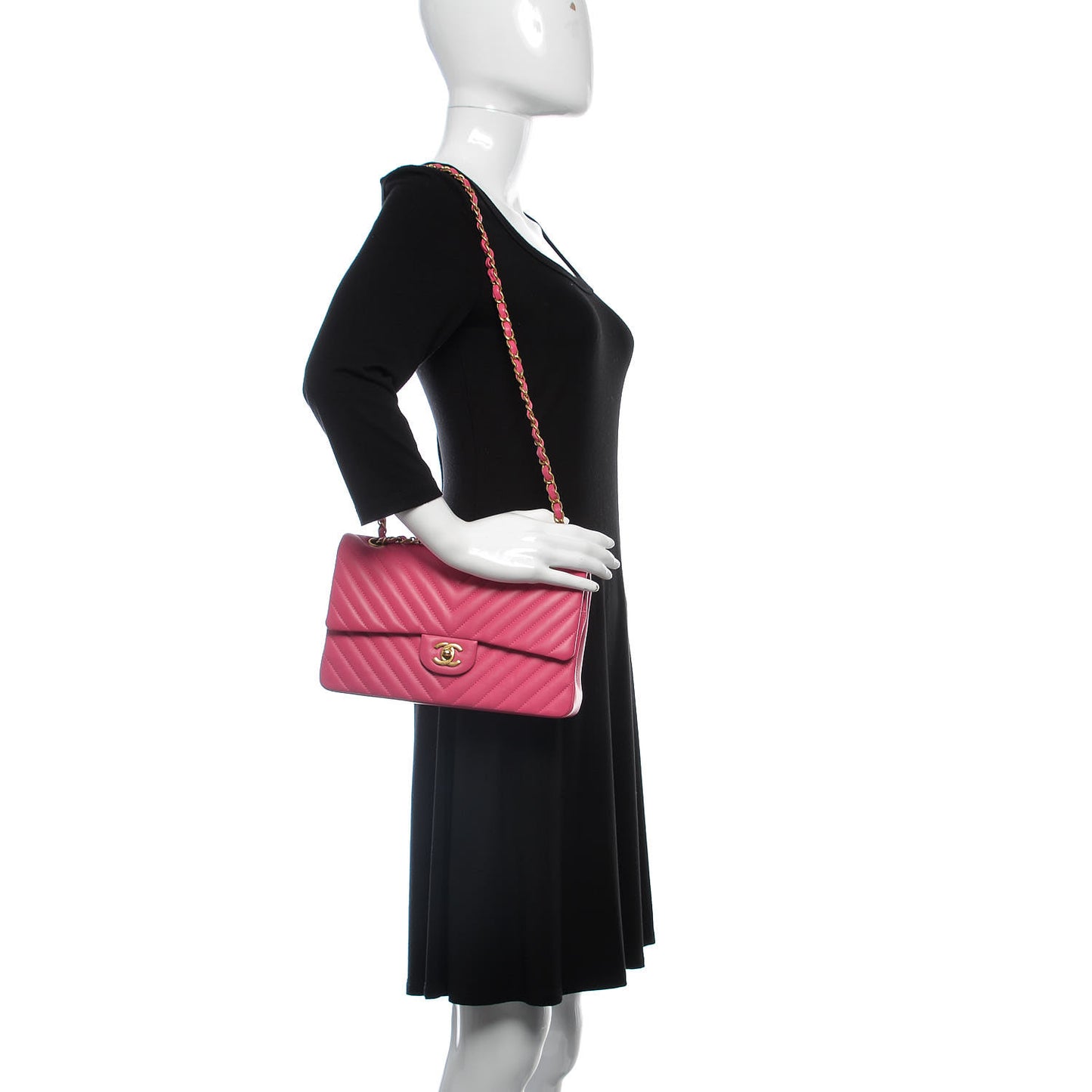 Lambskin Chevron Quilted Medium Double Flap Pink