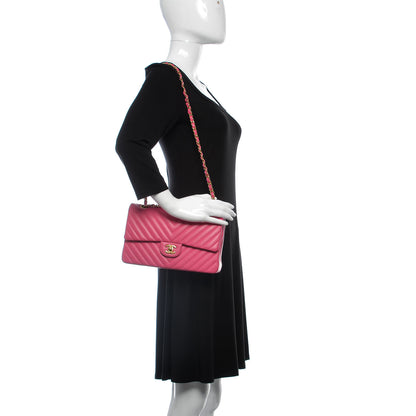 Chanel Lambskin Chevron Quilted Medium Double Flap Pink 2 of 10