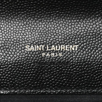 Saint Laurent Grain De Poudre Matelasse Chevron Monogram Envelope Clutch Black 6 of 8