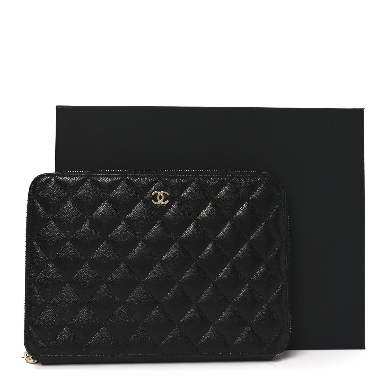 Chanel Caviar Quilted Large Zipped Clutch Black 8 of 8