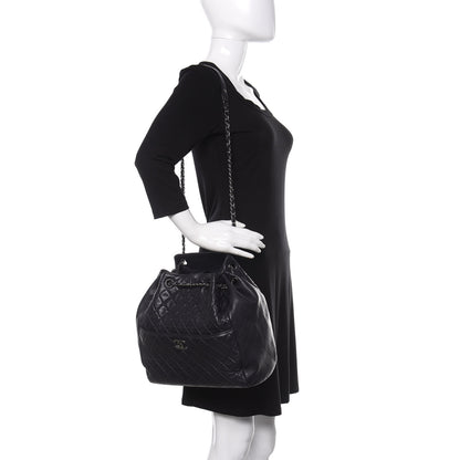 Chanel Lambskin Quilted Large Drawstring Shoulder Bag Purple 2 of 10