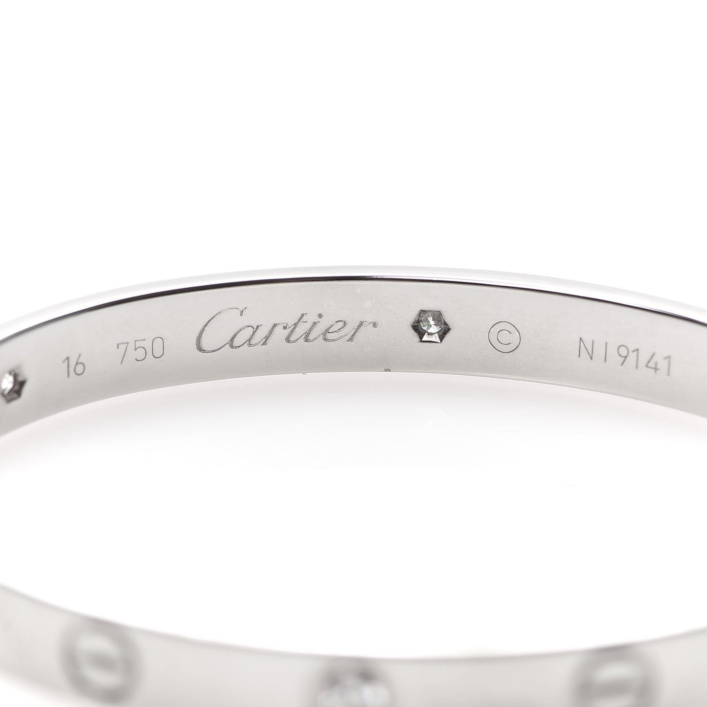 18K White Gold 6 Diamond LOVE Bracelet 16