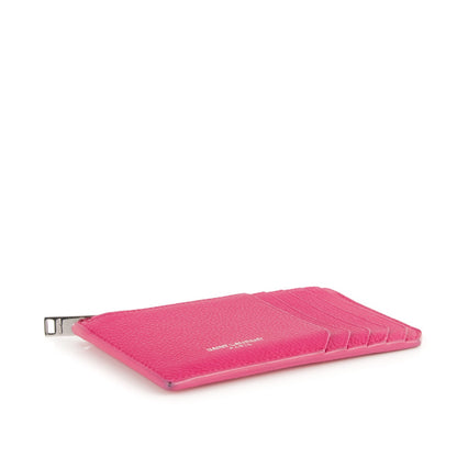 Saint Laurent Grained Calfskin 5 Fragments Zip Pouch Card Holder Lipstick Fuchsia 4 of 7