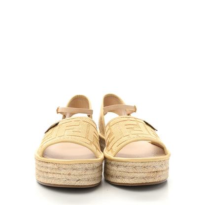 Fendi Raffia FF Embroidered Espadrille Platform Sandals 36 Natural 2 of 9