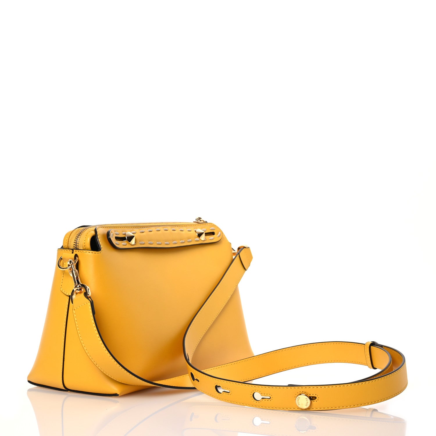Fendi Vitello King Macro Stitchings Logo Medium By The Way Boston Bag Mimosa 3 of 17