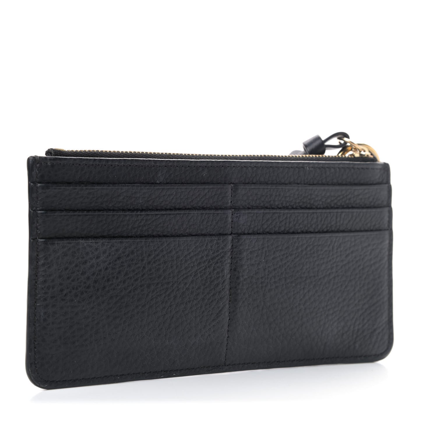 Calfskin Alphabet Long Zipped Wallet Black