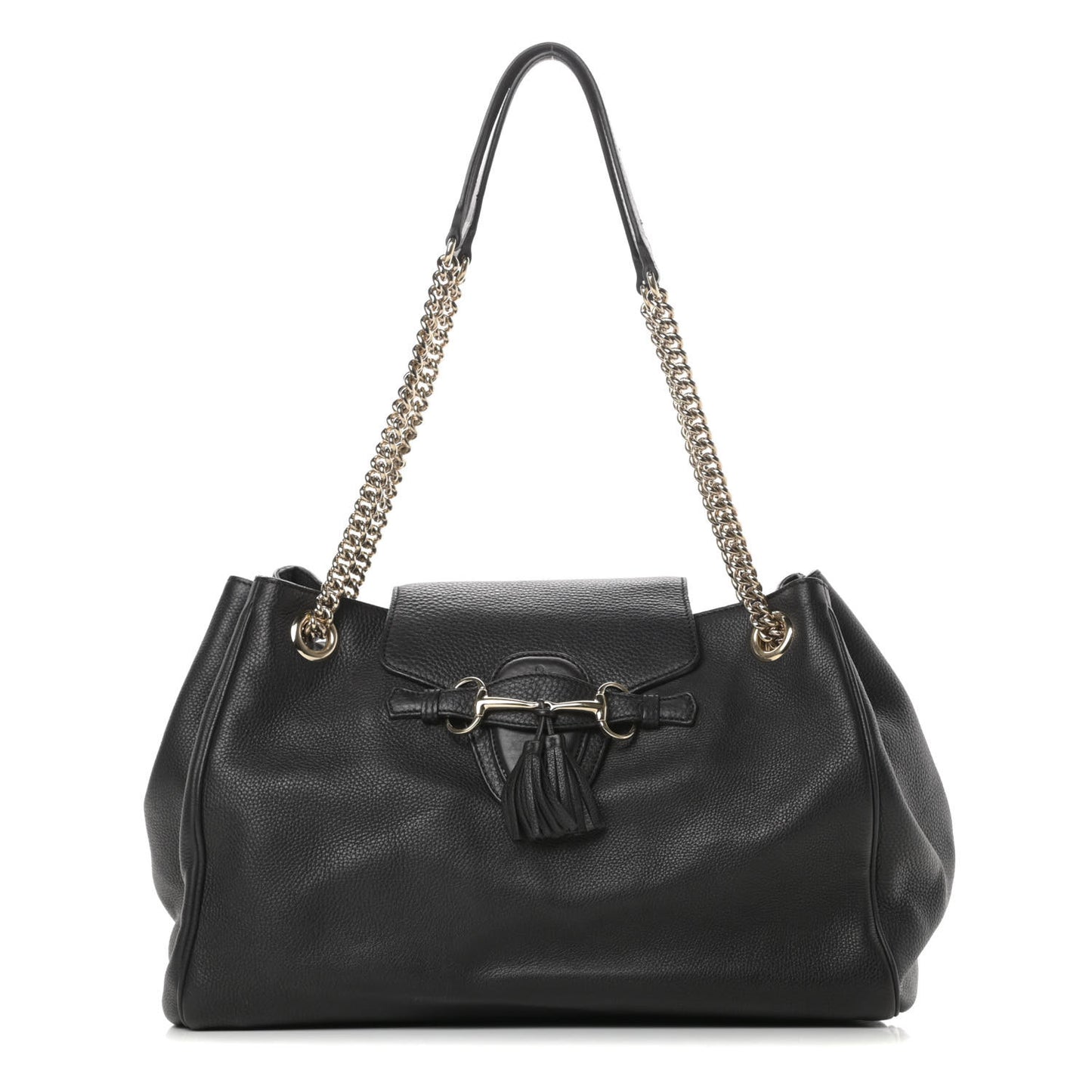 Calfskin Medium Emily Shoulder Bag Black