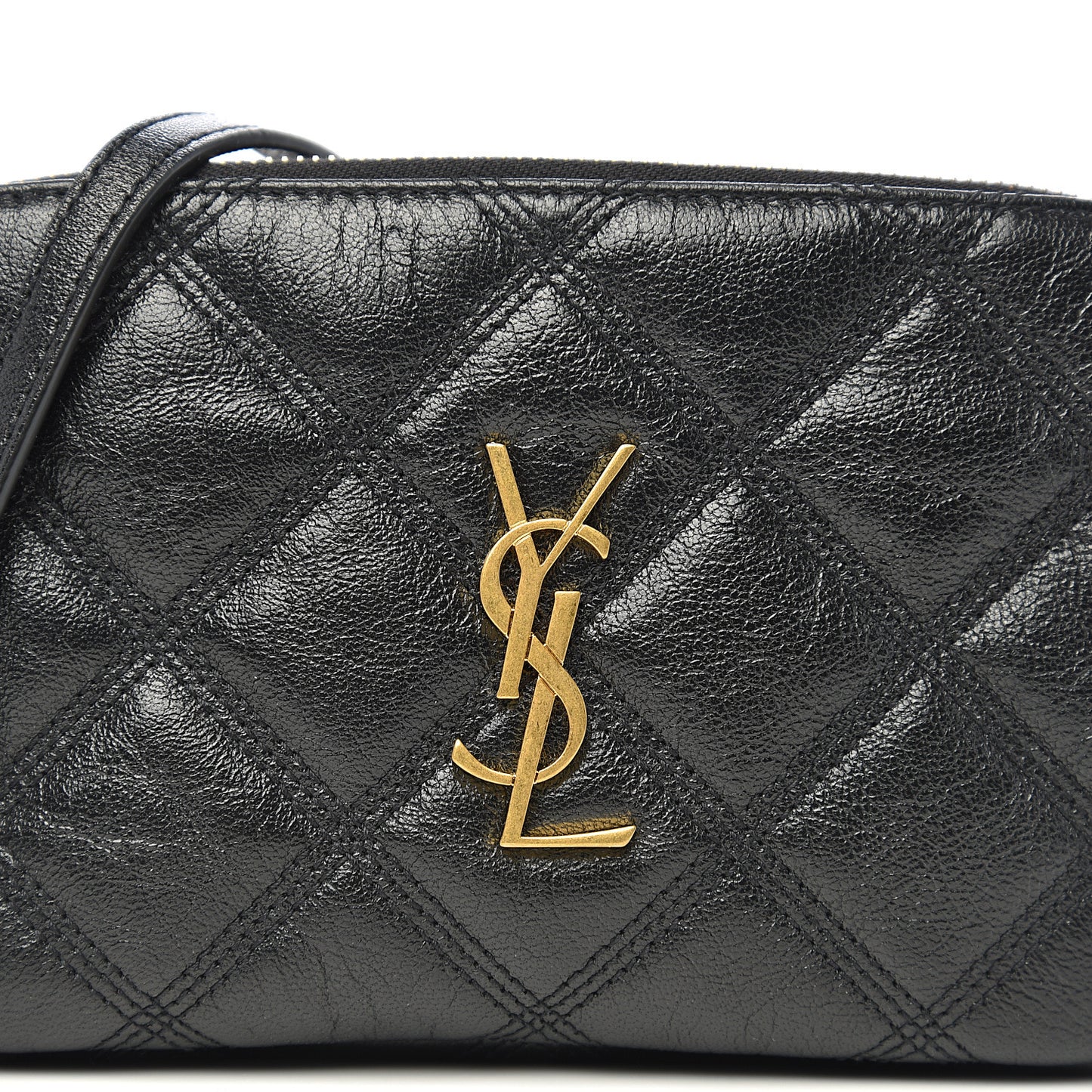 Grained Lambskin Quilted Mini Becky Double Zip Bag Black