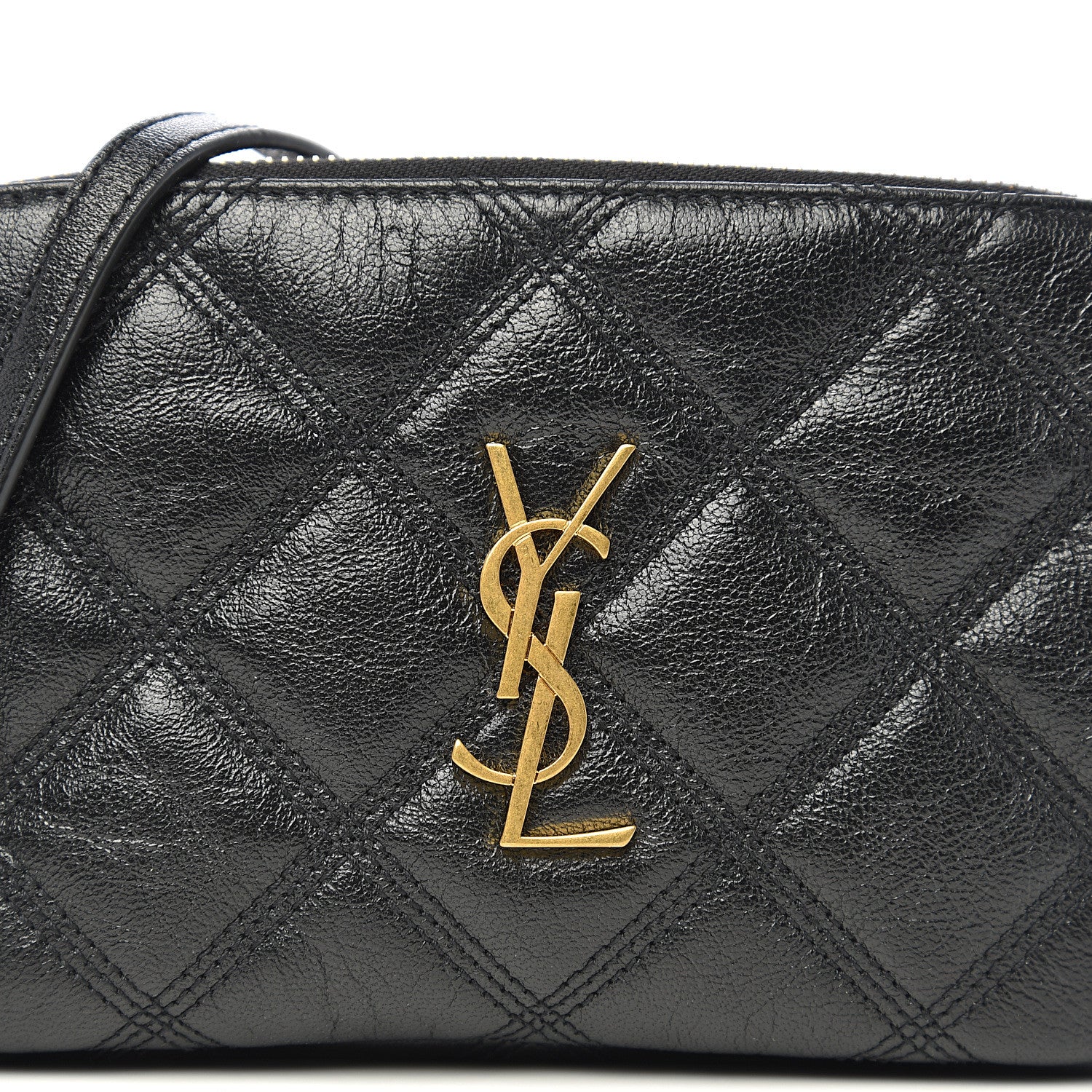Saint Laurent Grained Lambskin Quilted Mini Becky Double Zip Bag Black 11 of 11