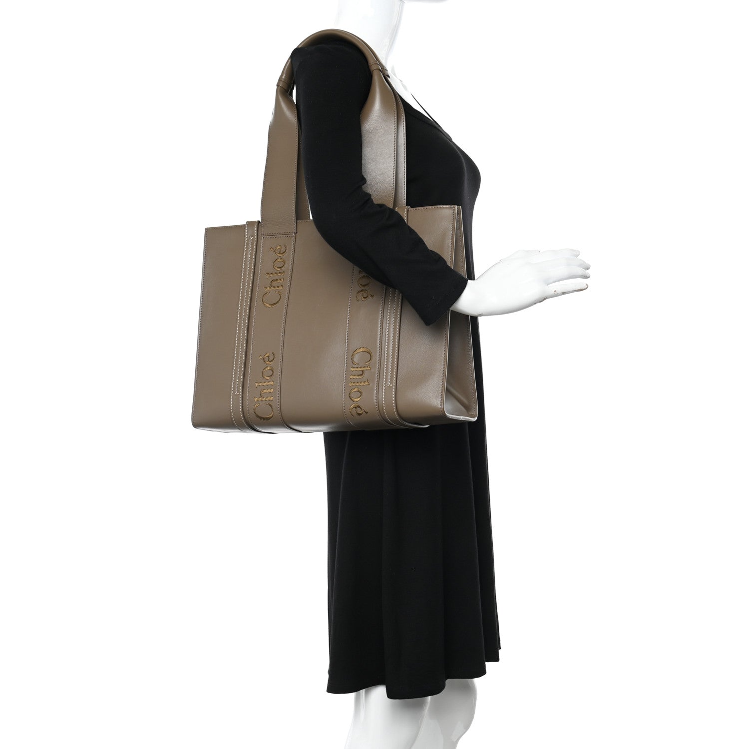 Chloe Calfskin Medium Woody Tote Army Green 2 of 10