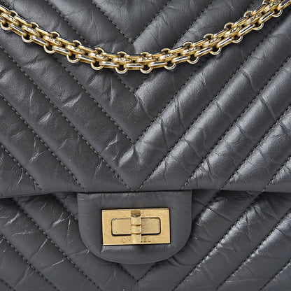 Chanel Aged Calfskin Chevron Quilted 2.55 Reissue 226 Dark Grey 8 of 14