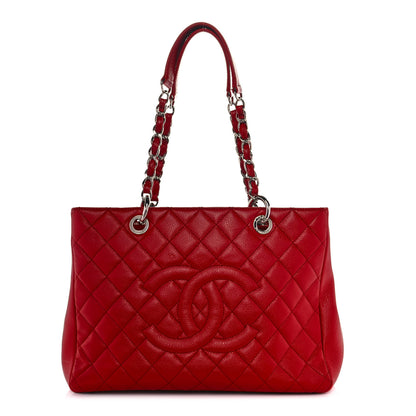 Chanel Caviar Quilted Grand Shopping Tote GST Red 1 of 10