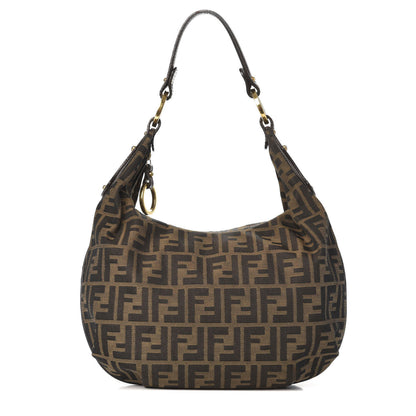 Fendi Zucca Cuoio Lucido Small Hobo Tobacco Moro 1 of 10