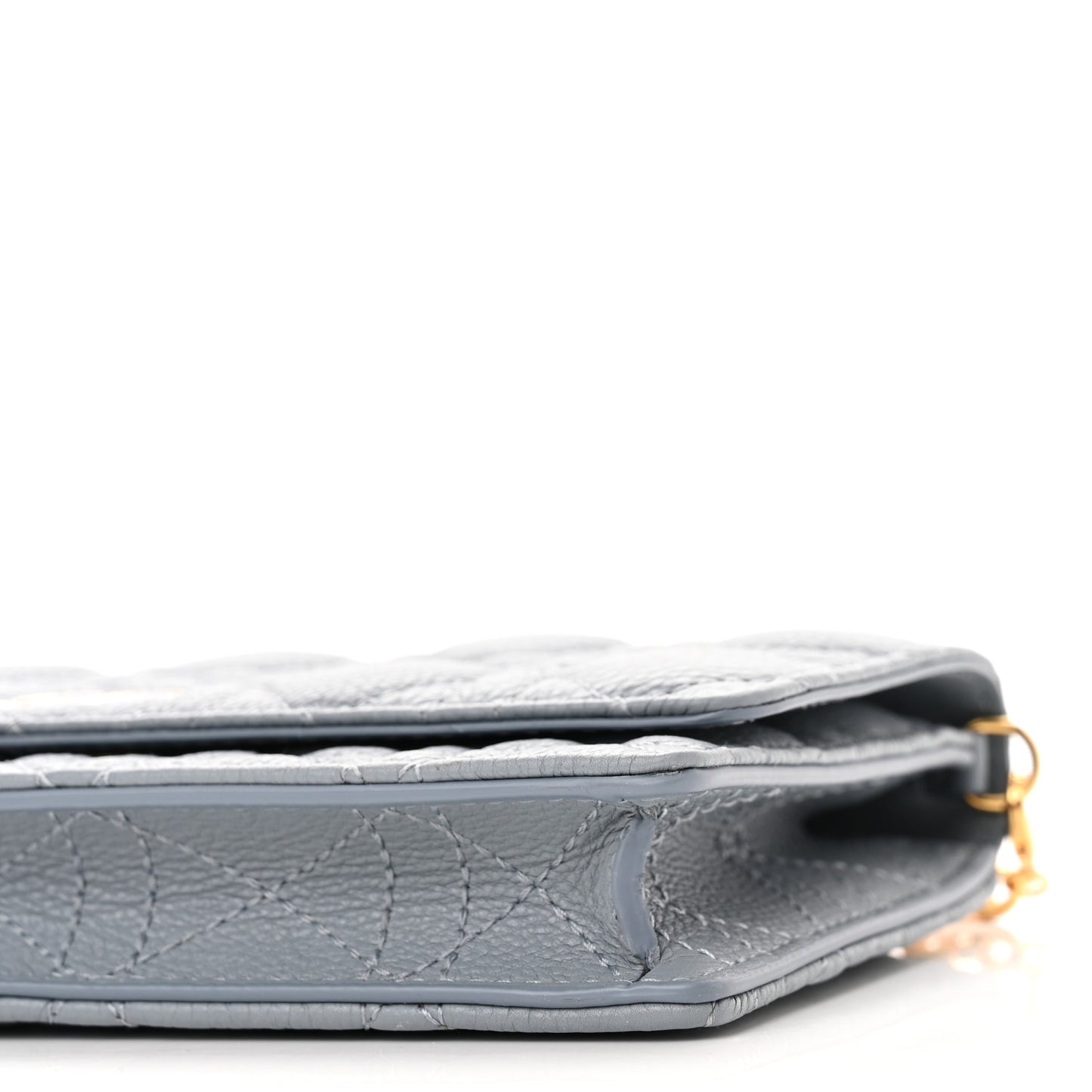 Supple Calfskin Caro Pouch with Chain Cloud Blue