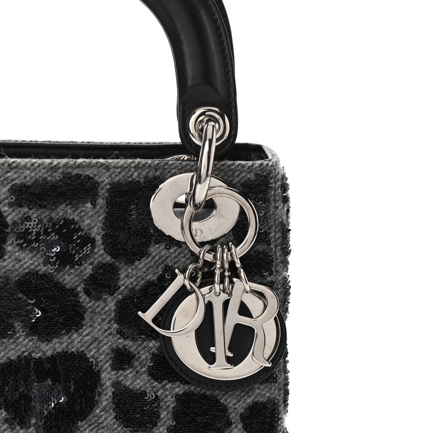Christian Dior Wool Sequin Leopard Mini Lady Dior Grey Black 7 of 14