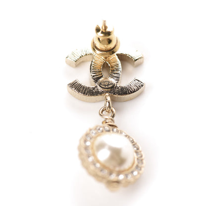 Chanel Crystal Pearl CC Drop Earrings Gold 4 of 5