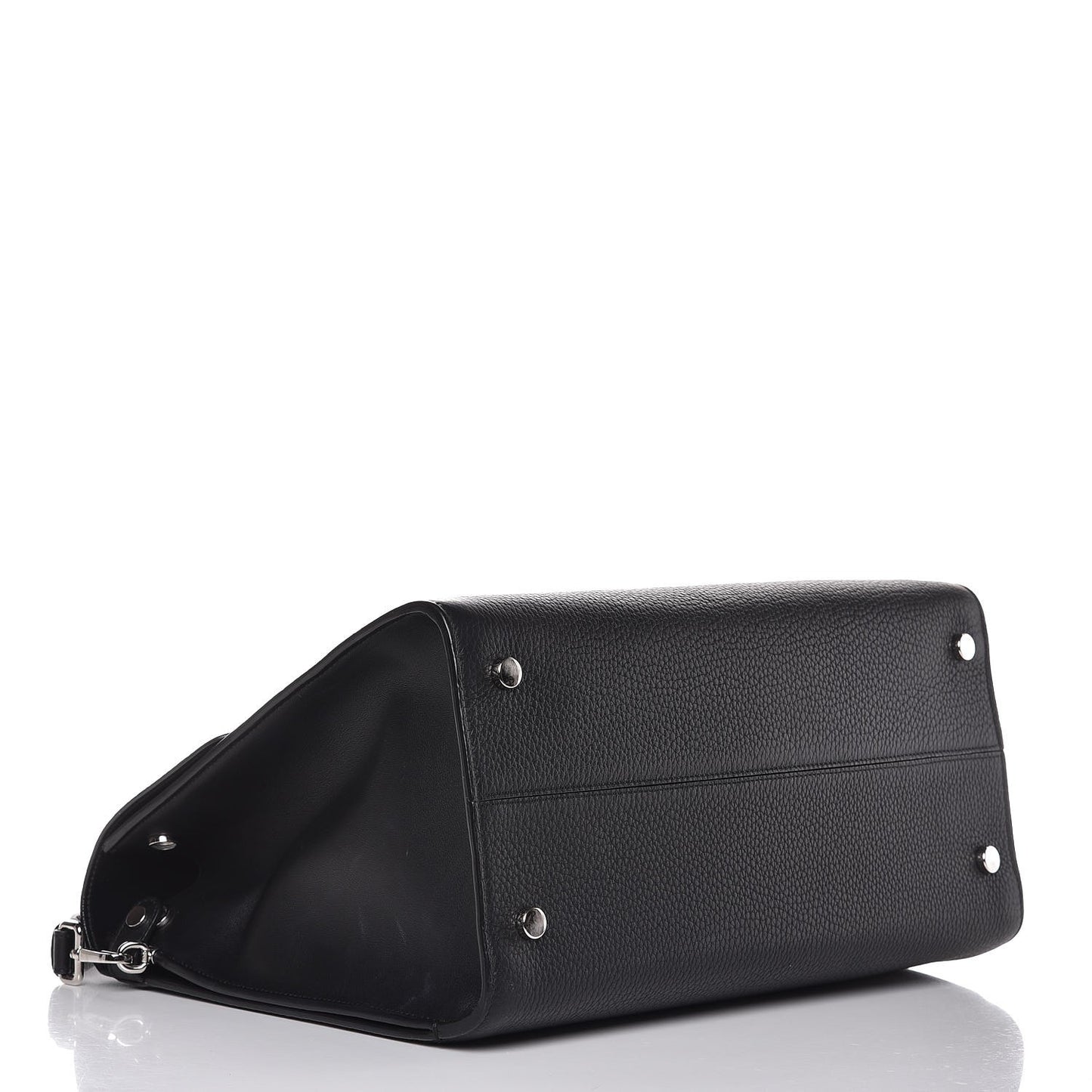 Grained Calfskin Large Diorever Flap Black