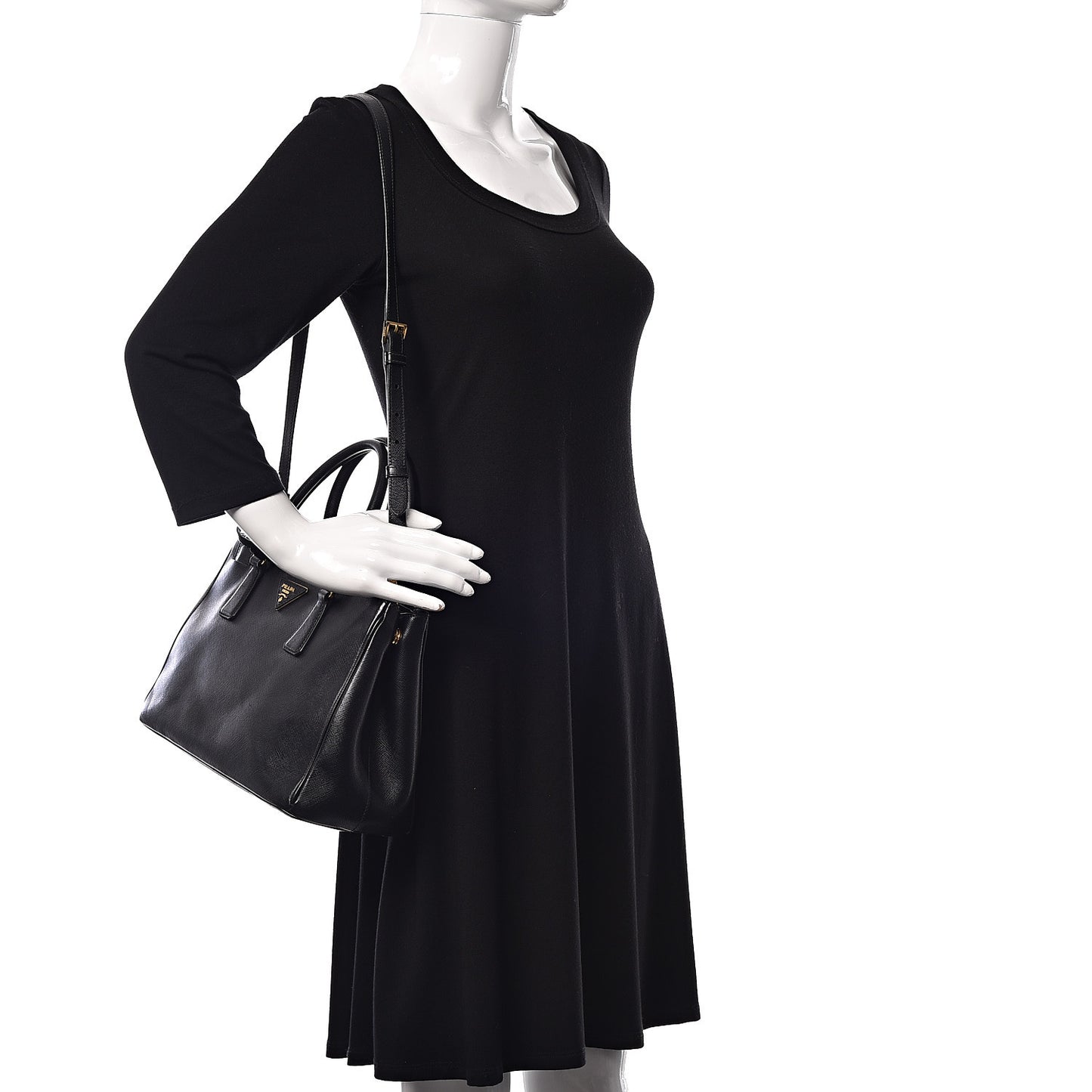 Saffiano Small Galleria Double Zip Tote Black