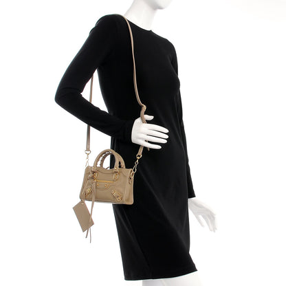 Balenciaga Chevre Gold Metallic Edge Hardware Nano City Beige Latte 2 of 8
