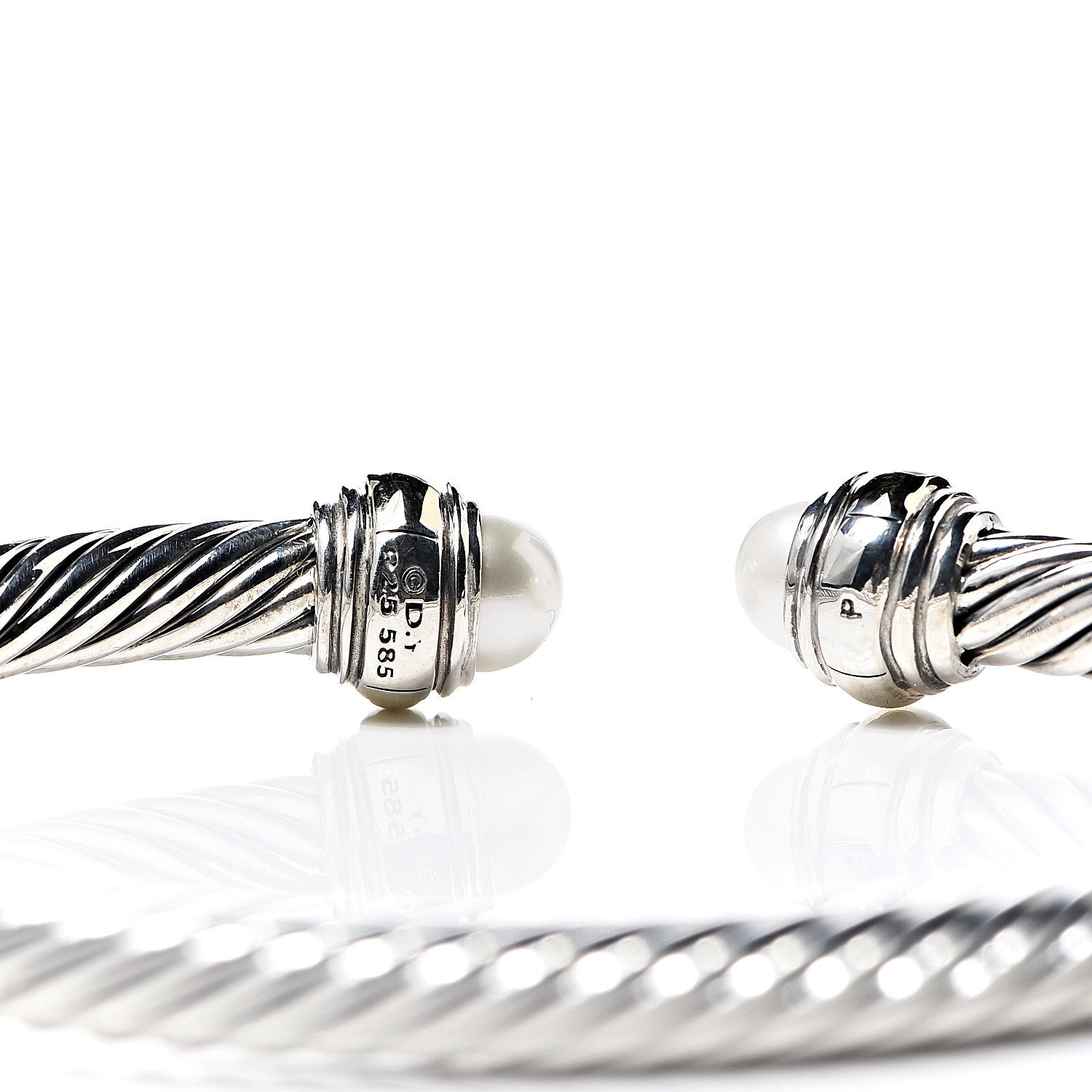David Yurman Sterling Silver 14K Yellow Gold Pearl 5mm Cable Classics Bracelet 4 of 4