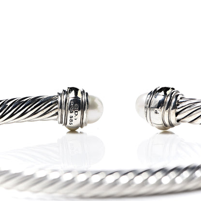 David Yurman Sterling Silver 14K Yellow Gold Pearl 5mm Cable Classics Bracelet 4 of 4