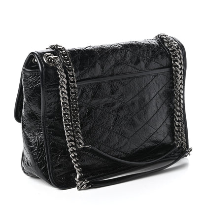 Saint Laurent Crinkled Calfskin Matelasse Monogram Medium Niki Chain Satchel Black 3 of 10