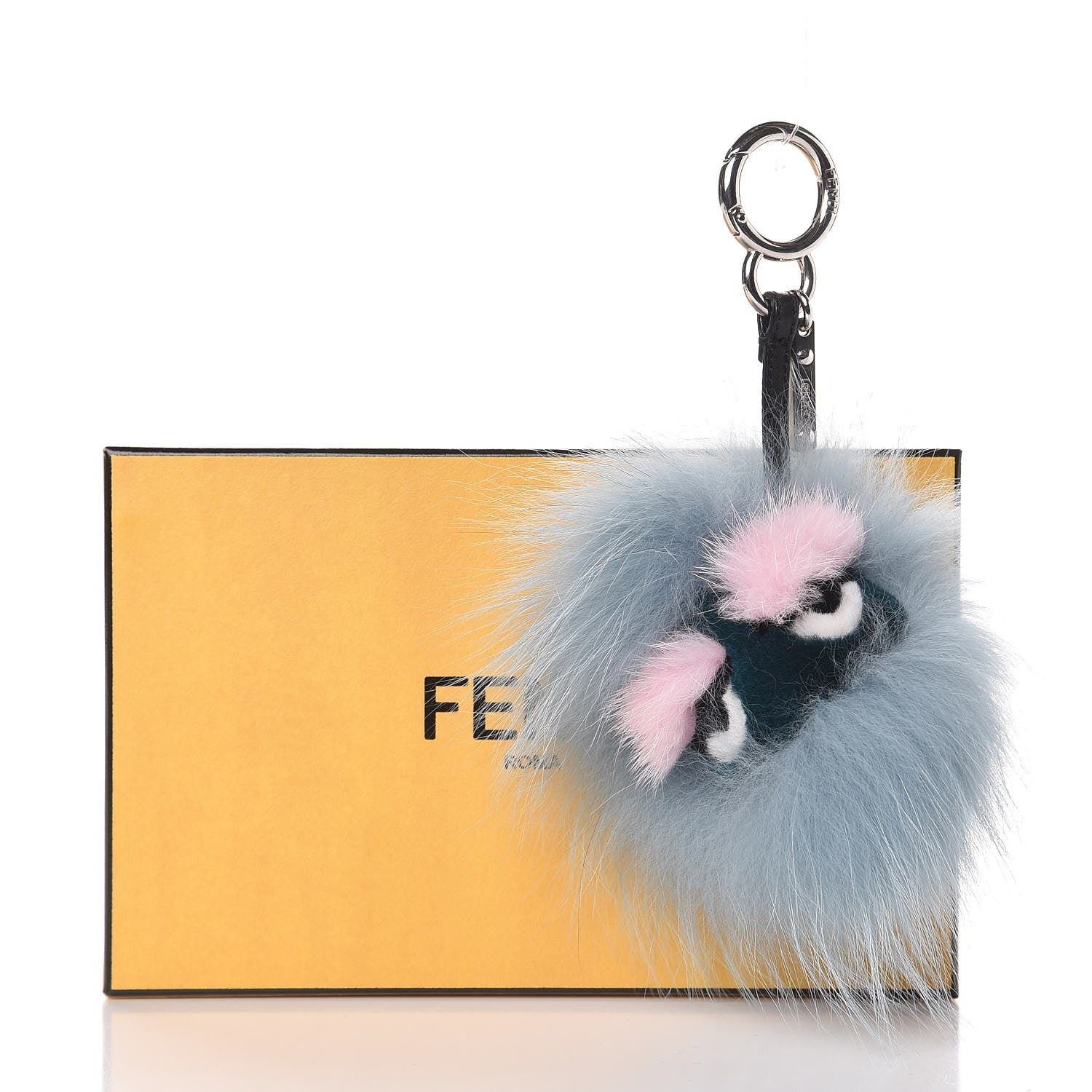 Fendi Fox Mink Rabbit Fur Vitello Flamingo Mini Monster Bag Bug Charm Lagoon Black Multicolor 3 of 3