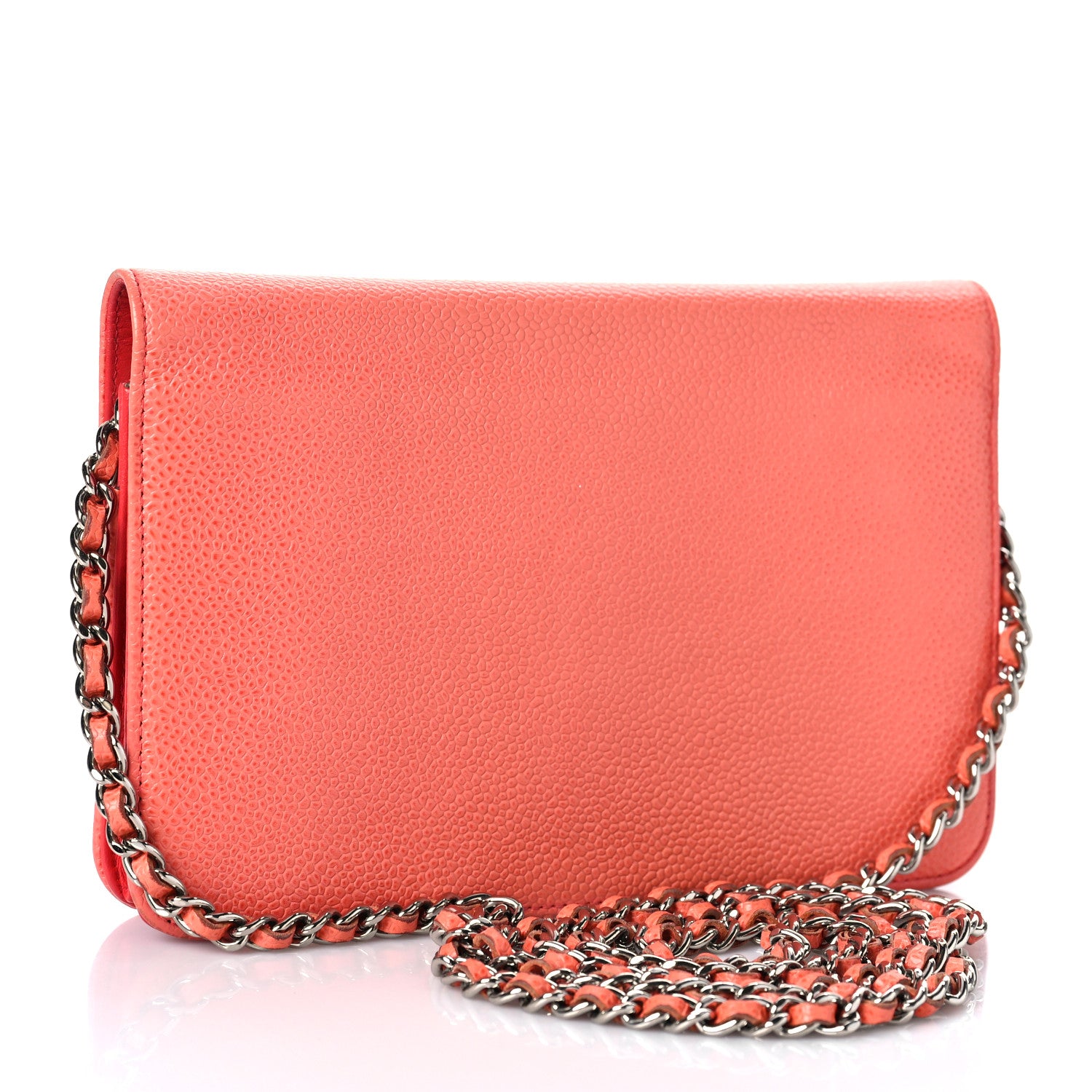 Chanel Caviar Timeless CC Wallet On Chain WOC Coral 3 of 12