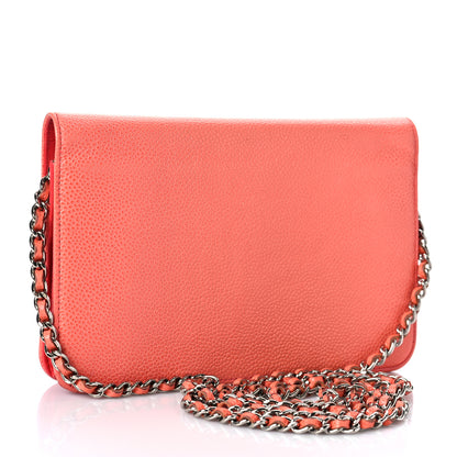 Chanel Caviar Timeless CC Wallet On Chain WOC Coral 3 of 12