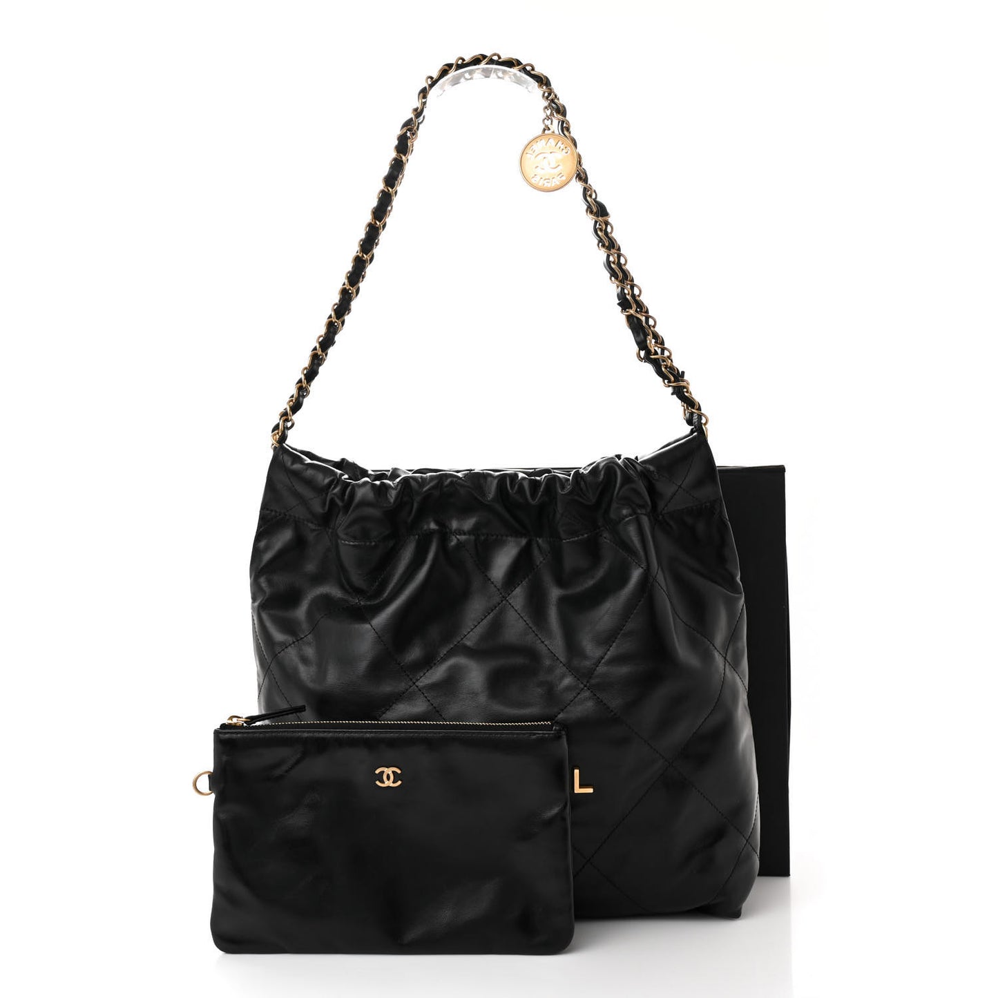 Shiny Calfskin Quilted Small Chanel 22 Black