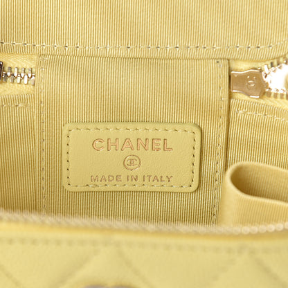 Chanel Caviar Quilted Mini Vanity Case With Chain Yellow 7 of 10